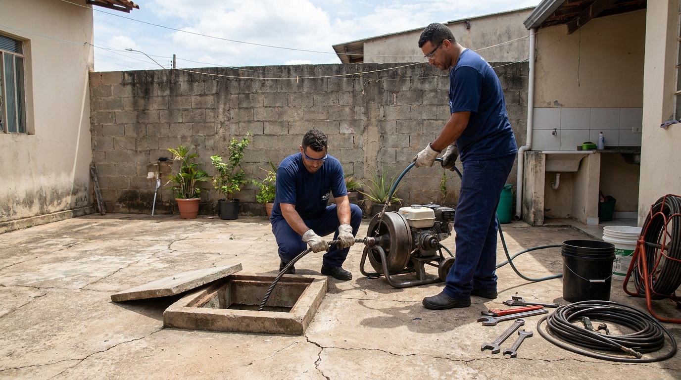 Desentupimento de esgoto residencial em Itaquaquecetuba‑SP