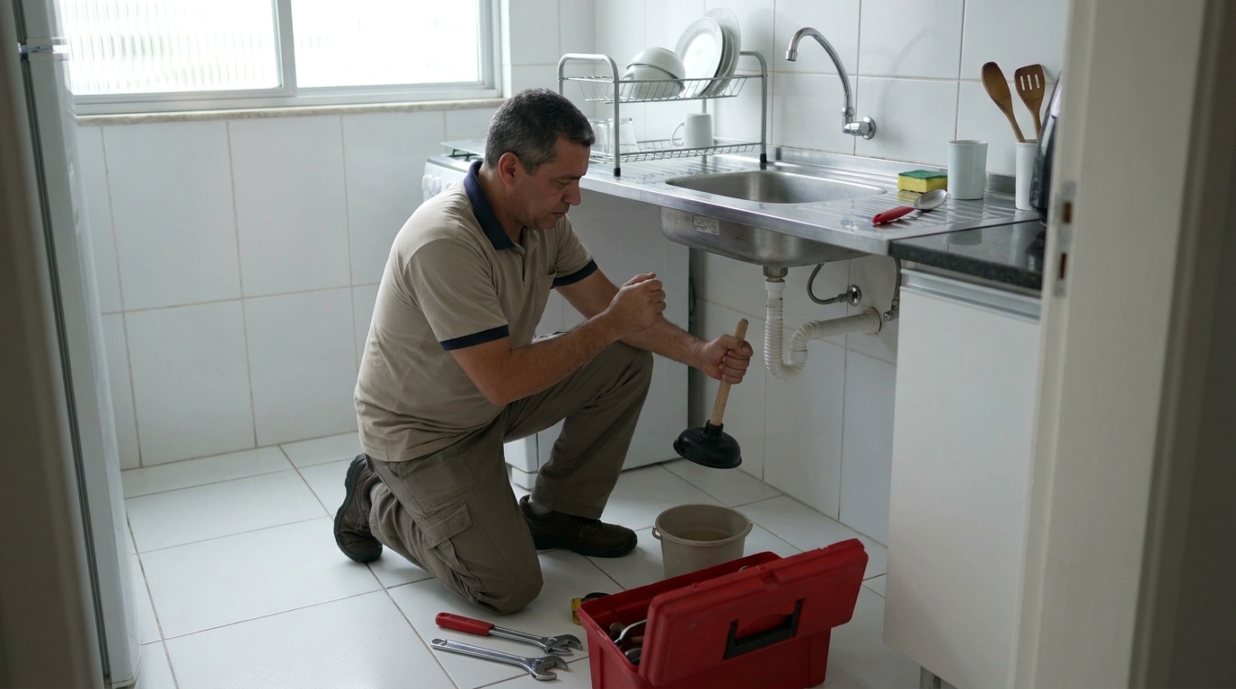 Desentupimento de pia residencial em Itaquaquecetuba‑SP