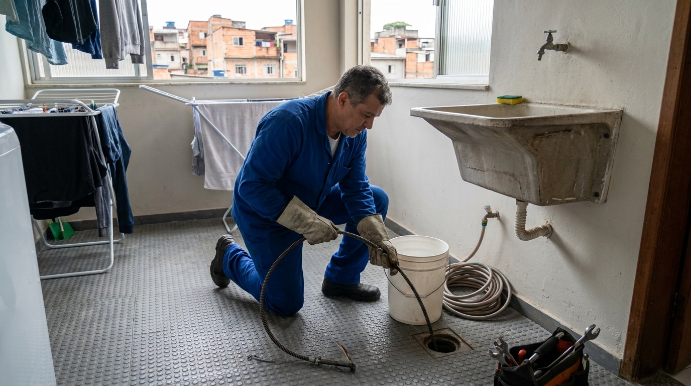 Desentupimento de ralo no banheiro em Itaquaquecetuba‑SP