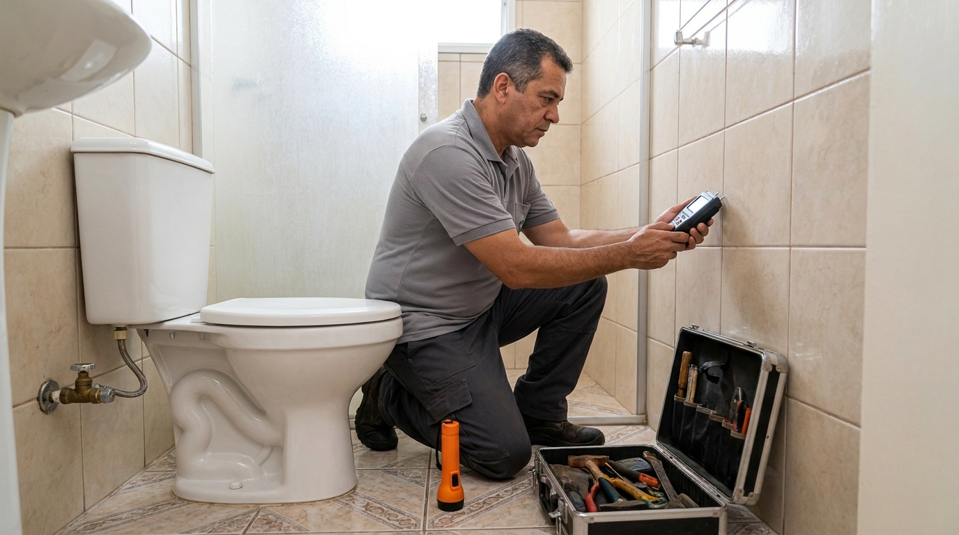 Técnico de caça vazamento com detector em Itaquaquecetuba‑SP